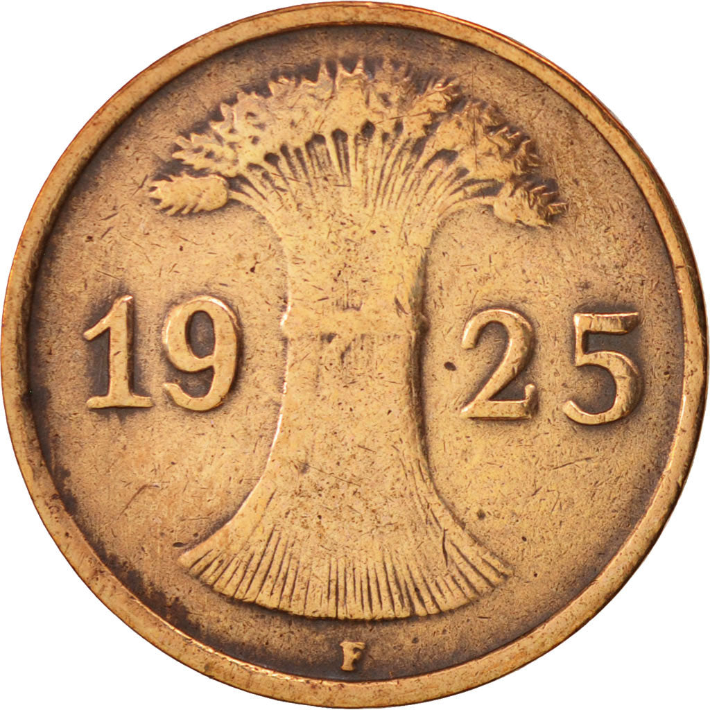 Coin, GERMANY, WEIMAR REPUBLIC, Reichspfennig, 1925, Stuttgart, EF(40-45)