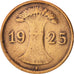Coin, GERMANY, WEIMAR REPUBLIC, Reichspfennig, 1925, Stuttgart, EF(40-45)