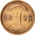 Monnaie, Allemagne, République de Weimar, Reichspfennig, 1925, Stuttgart, TTB
