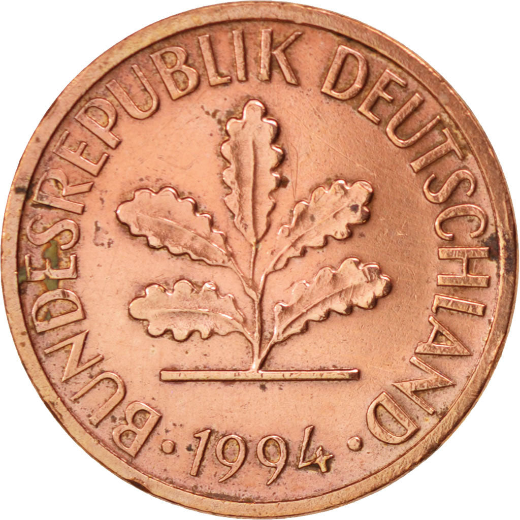 Coin, GERMANY - FEDERAL REPUBLIC, Pfennig, 1994, Stuttgart, EF(40-45), Copper
