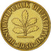 Moneda, ALEMANIA - REPÚBLICA FEDERAL, 5 Pfennig, 1950, Stuttgart, MBC, Latón