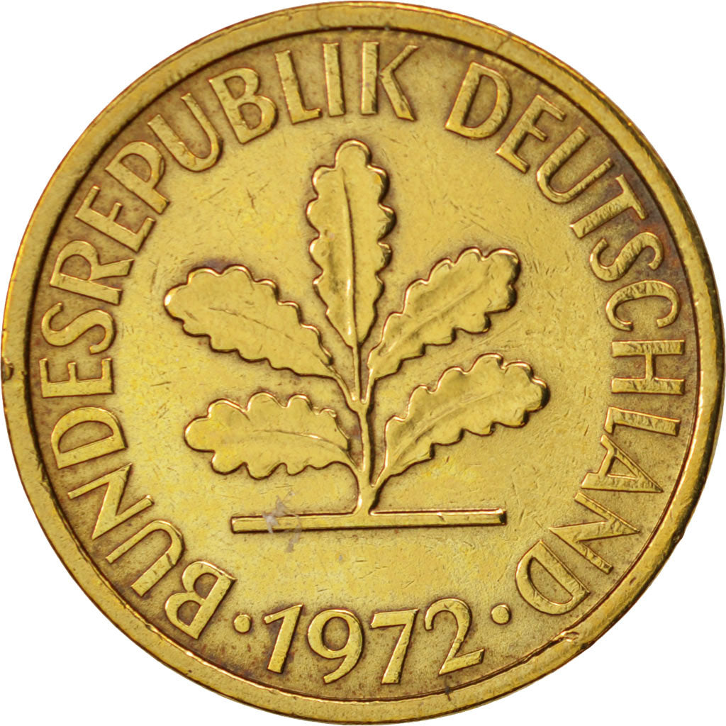 Coin, GERMANY - FEDERAL REPUBLIC, 5 Pfennig, 1972, Munich, EF(40-45), Brass Clad