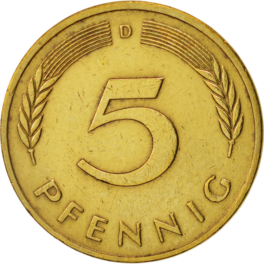 Moneta, GERMANIA - REPUBBLICA FEDERALE, 5 Pfennig, 1991, Munich, BB, Acciaio