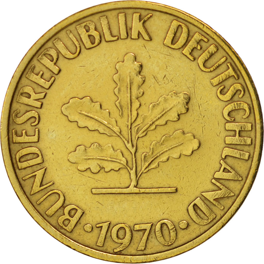 Münze, Bundesrepublik Deutschland, 10 Pfennig, 1970, Munich, SS, Brass Clad