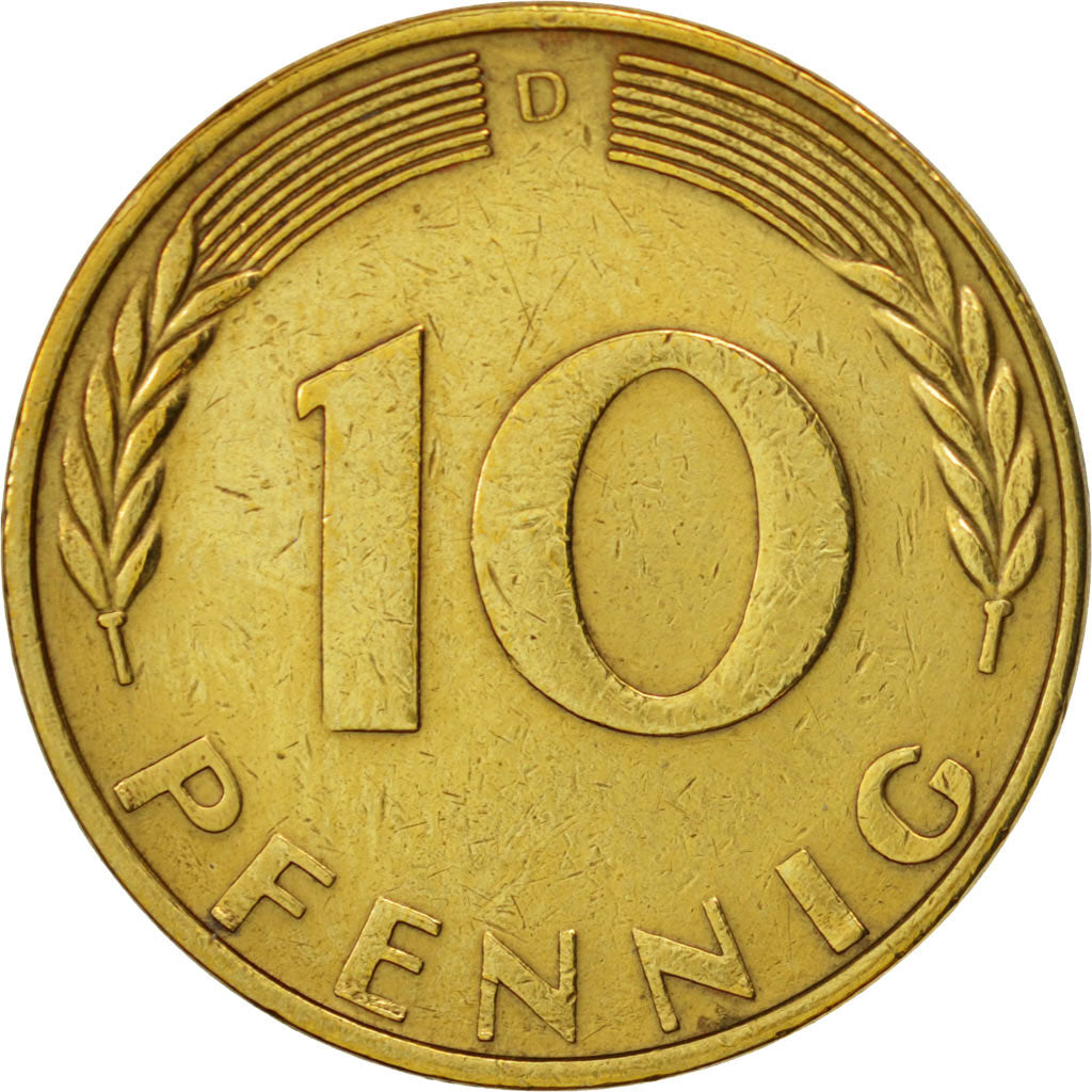 Münze, Bundesrepublik Deutschland, 10 Pfennig, 1970, Munich, SS, Brass Clad