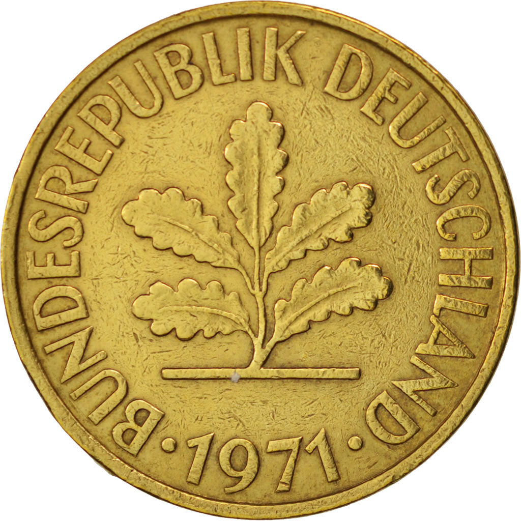 Münze, Bundesrepublik Deutschland, 10 Pfennig, 1971, Hambourg, SS, Brass Clad