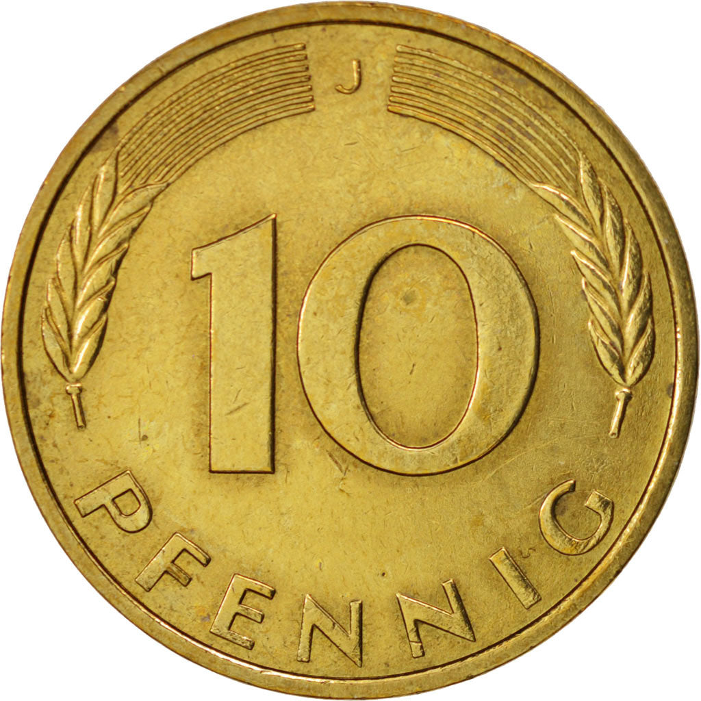 Coin, GERMANY - FEDERAL REPUBLIC, 10 Pfennig, 1985, Hambourg, AU(55-58), Brass