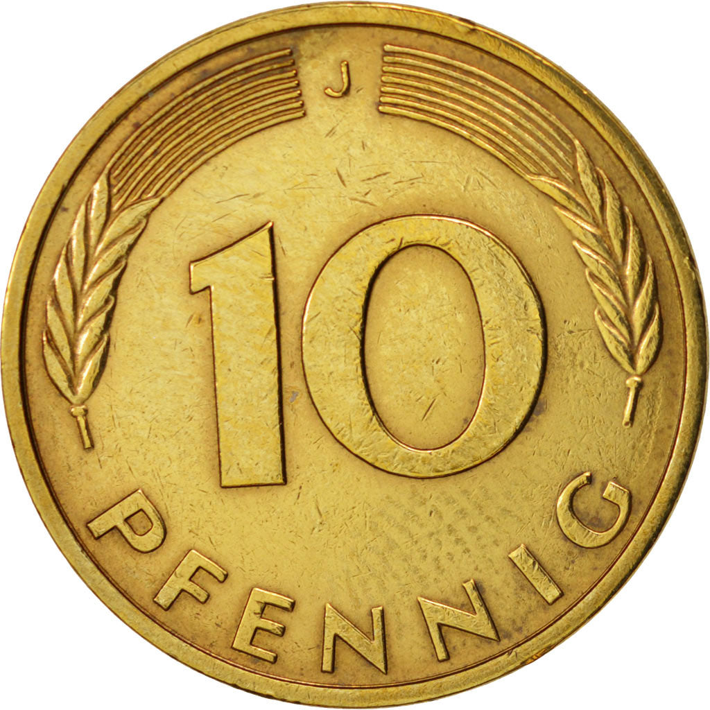 Coin, GERMANY - FEDERAL REPUBLIC, 10 Pfennig, 1993, Hambourg, EF(40-45), Brass