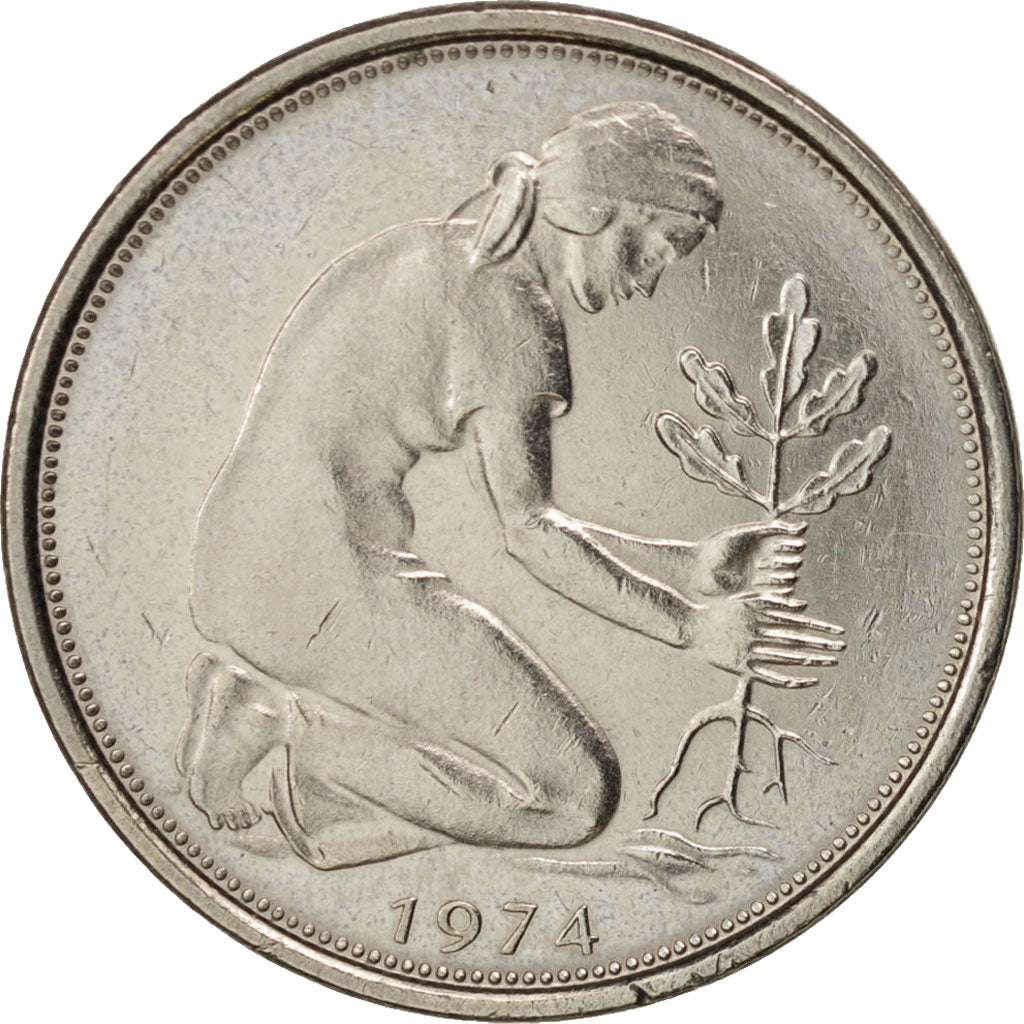 Coin, GERMANY - FEDERAL REPUBLIC, 50 Pfennig, 1974, Hamburg, AU(50-53)