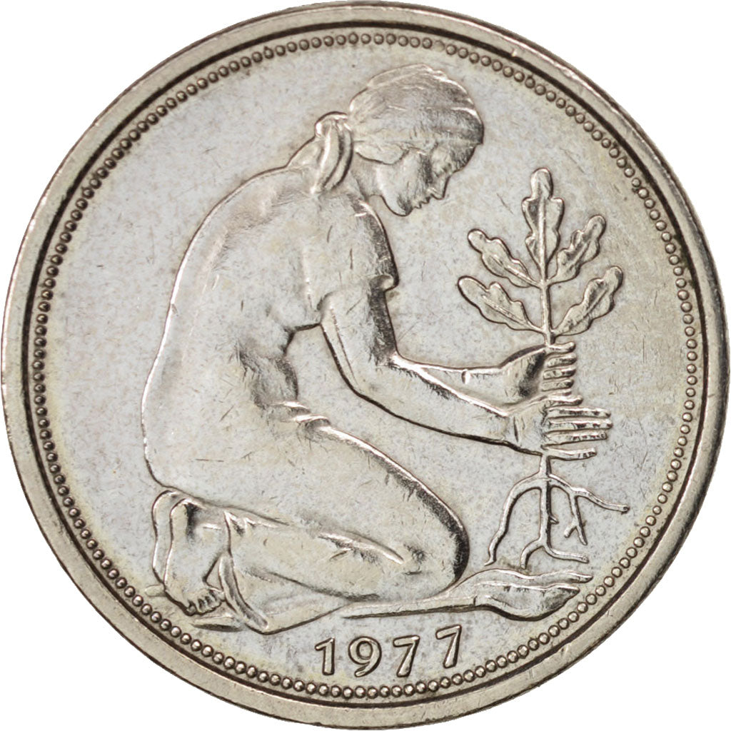 Monnaie, République fédérale allemande, 50 Pfennig, 1977, Karlsruhe, TTB