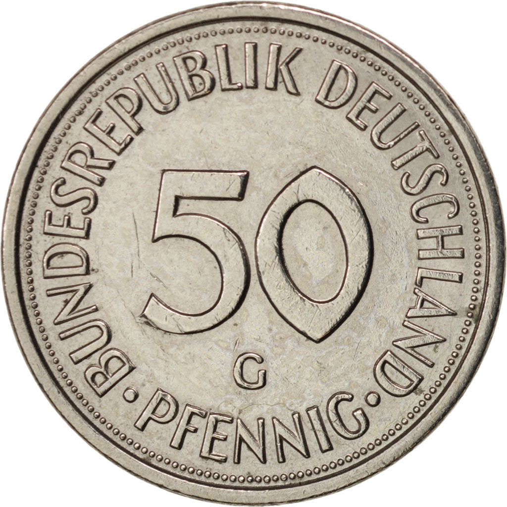 Monnaie, République fédérale allemande, 50 Pfennig, 1977, Karlsruhe, TTB
