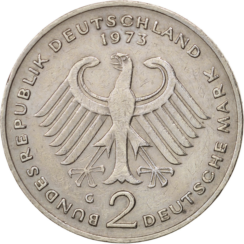 Coin, GERMANY - FEDERAL REPUBLIC, 2 Mark, 1973, Karlsruhe, EF(40-45)