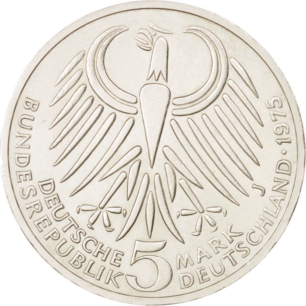 Moneta, GERMANIA - REPUBBLICA FEDERALE, 5 Mark, 1975, Hamburg, Germany, SPL