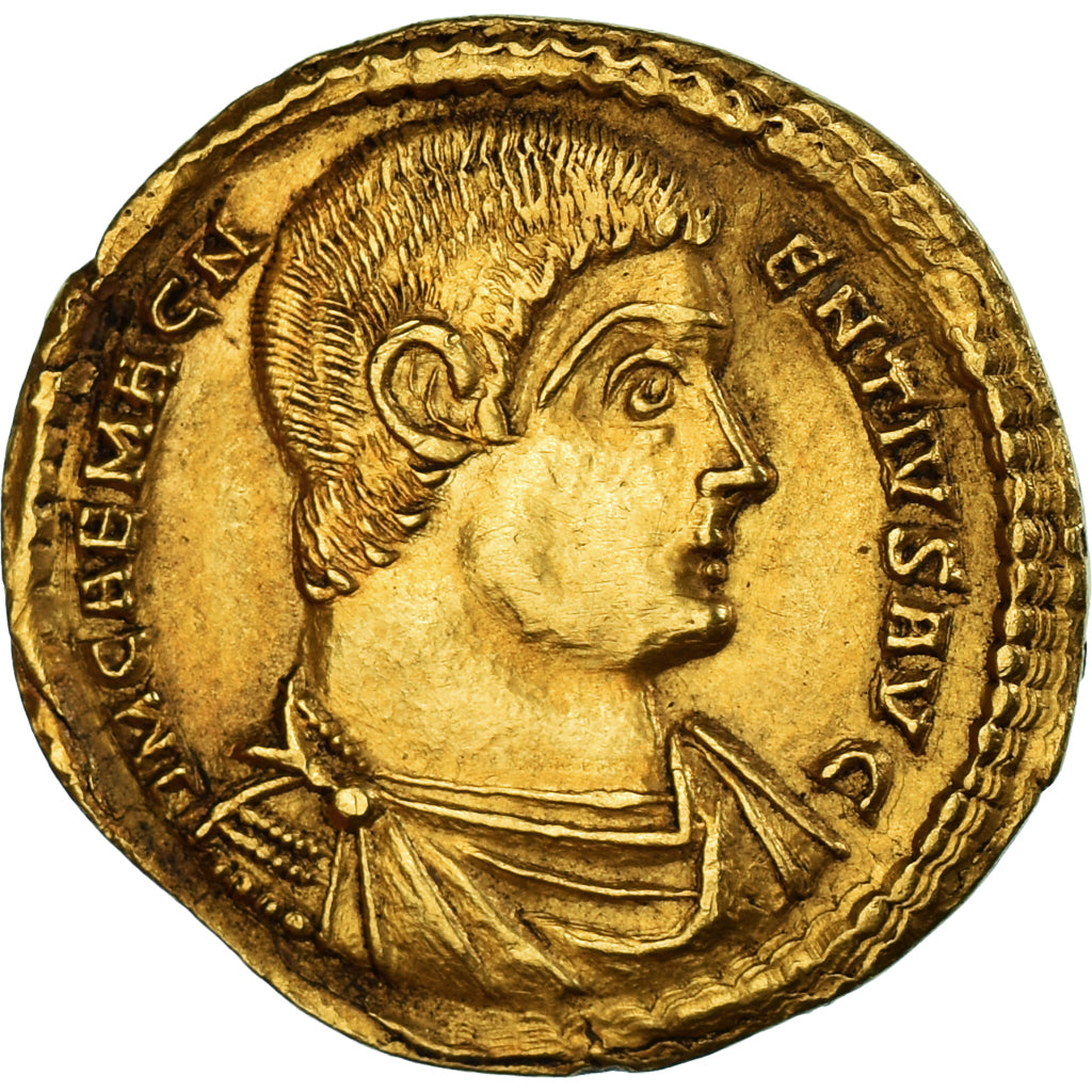 Magnentius, Solidus, 350-353, Treveri, Dourado, AU(55-58), RIC:VIII 247