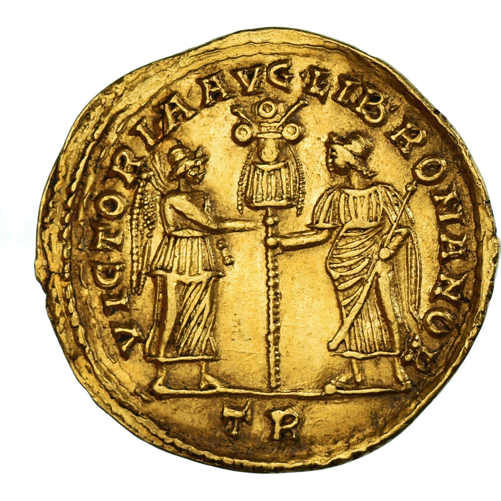 Magnentius, Solidus, 350-353, Treveri, Dourado, AU(55-58), RIC:VIII 247