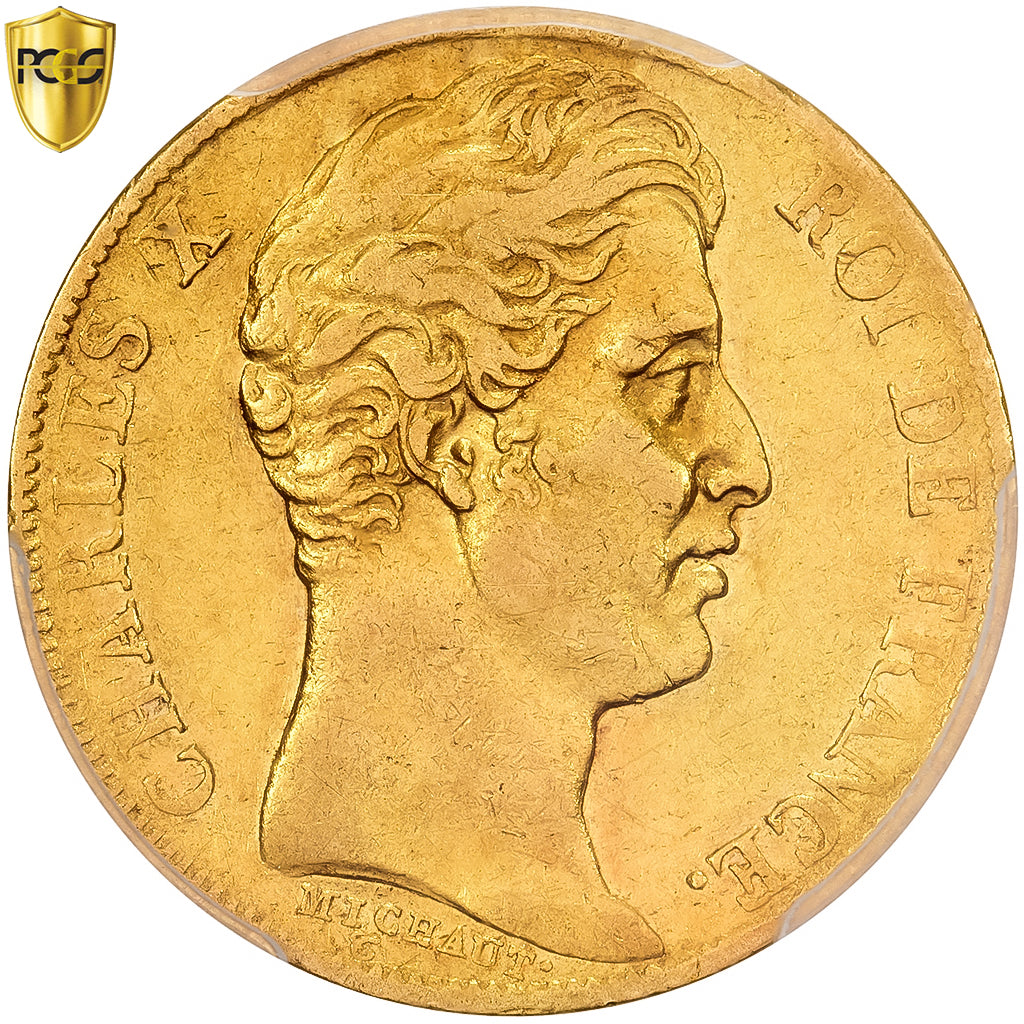 France, Charles X, 20 Francs, 1827, Lille, Gold, PCGS, XF45, Gadoury:1029