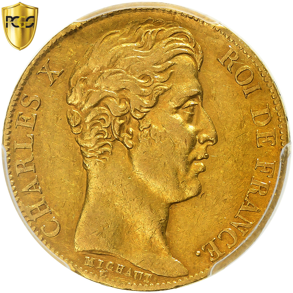 France, Charles X, 20 Francs, 1828, Nantes, Gold, PCGS, AU50, Gadoury:1029