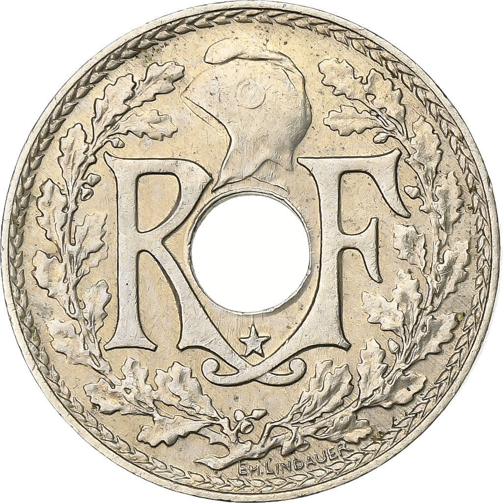 France, 5 Centimes, Lindauer, .1938., Paris, Star, Nickel Silver, MS(60-62)