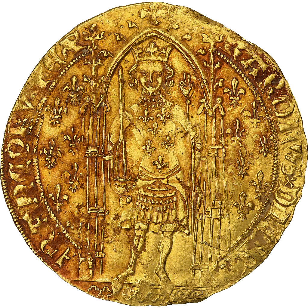 Francia, Charles V, Franc à pied, 1365-1380, Oro, MBC, Duplessy:360