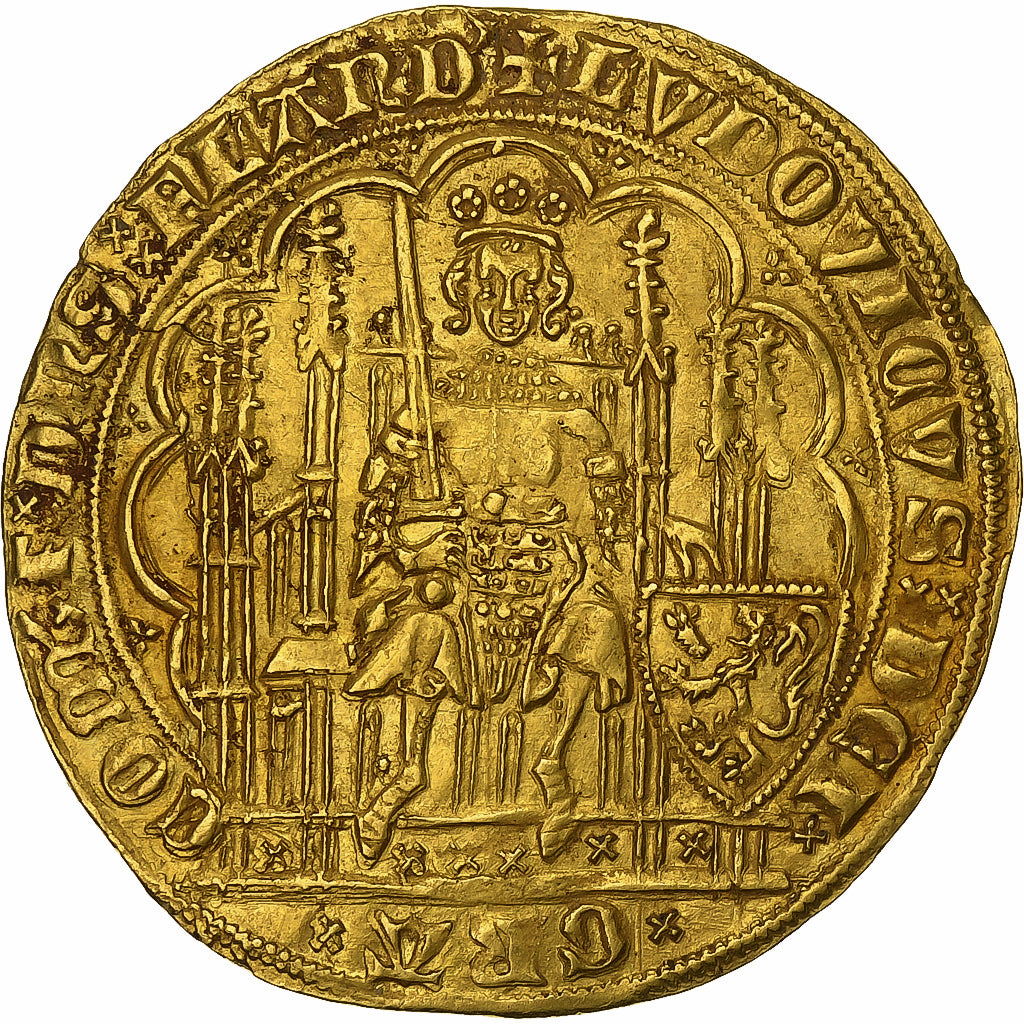 Comté de Flandre, Louis II de Mâle, Ecu d'or à la chaise, 1346-1384, Gand