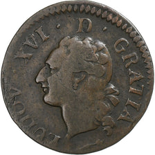 França, Louis XVI, Liard de Béarn, 1785, Pau, Cobre, VF(20-25)