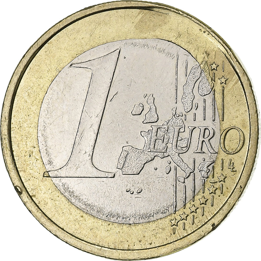 Germany, 1 Euro, error die break, 2002, Hamburg, Bi-Metallic, AU(50-53)