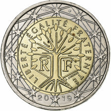 France, 2 Euro, erreu frappe semi hors virole, 2019, Pessac, Bimétallique, SUP+