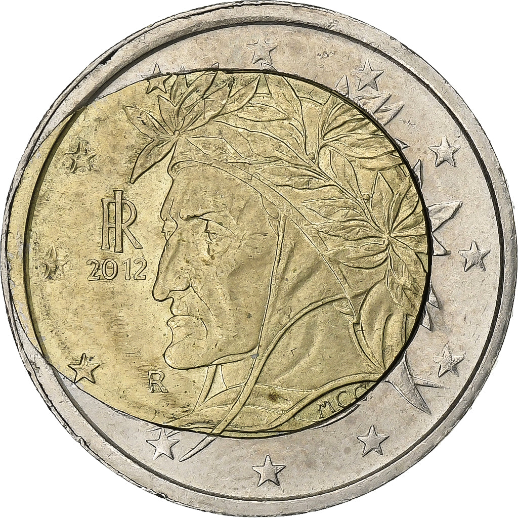Italie, 2 Euro, erreur, cœur désaligné, 2012, Rome, Bimétallique, SUP+