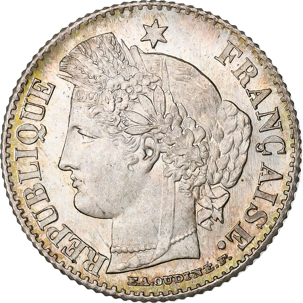 France, 20 Centimes, Cérès, 1849, Paris, Silver, MS(60-62), Gadoury:303