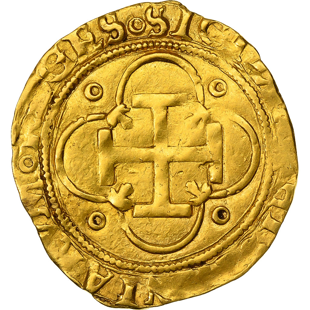 Spanien, Carlos & Joanna, 1 Escudo, 1516-1556, Seville, Gold, S+, Friedberg:153