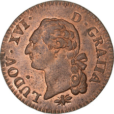 Francja, Louis XVI, Sol, 1791, Lyon, Miedź, AU(55-58), Gadoury:350