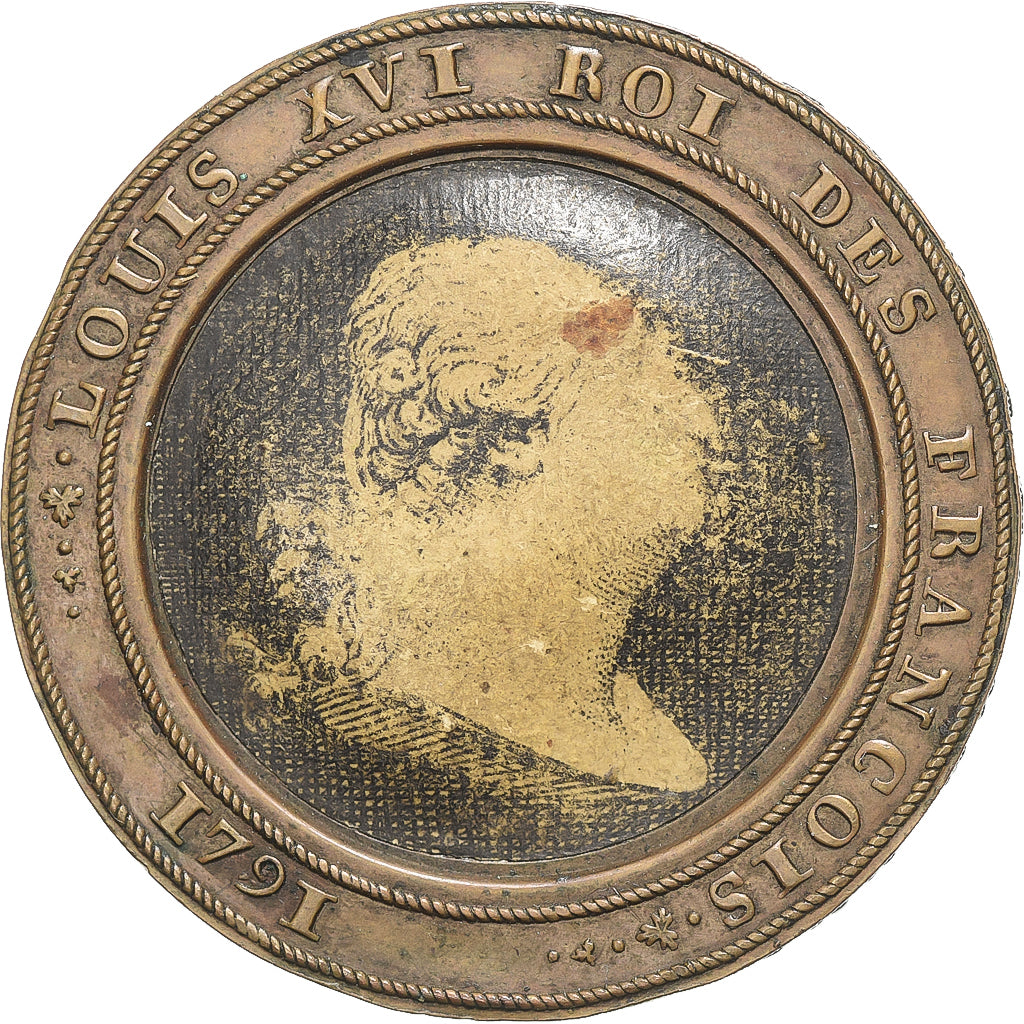 France, Louis XVI, Assignat métallique de 5 Livres, 1791, Paris, Bronze