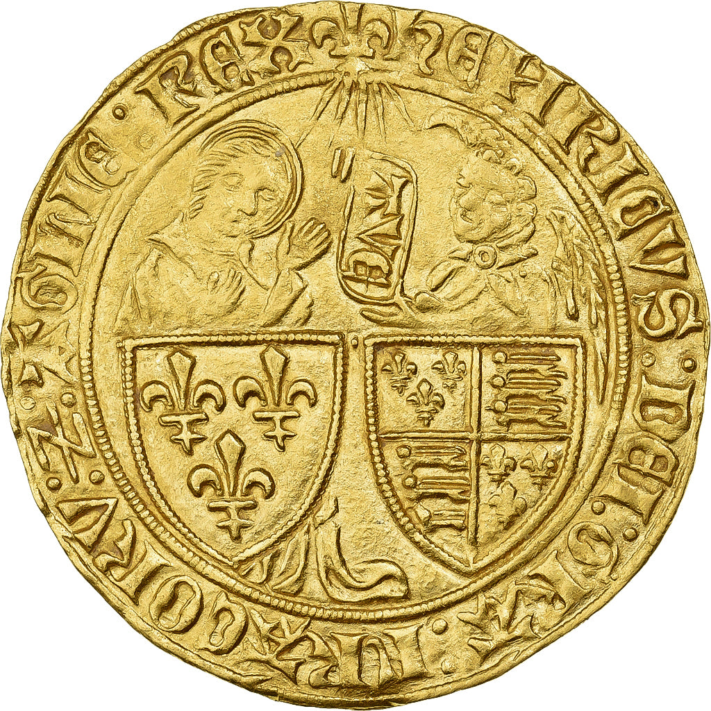Frankrijk, Henri VI, Salut d'or, 1423-1453, Saint-Lô, Goud, PR, Duplessy:443A