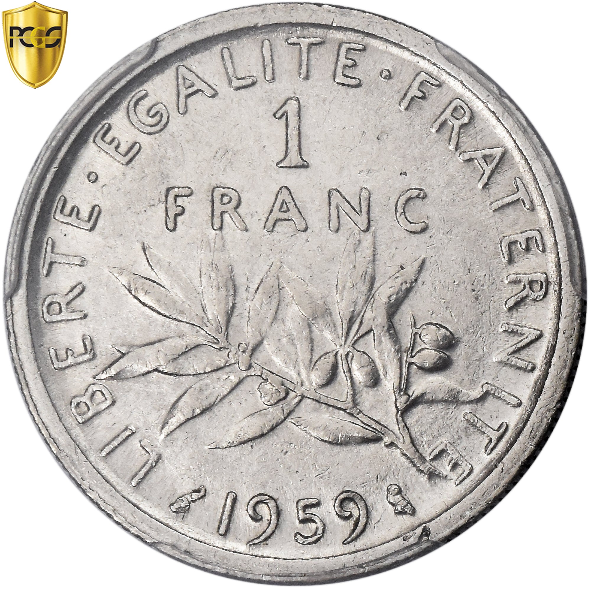 Frankreich, 1 Franc, Semeuse, 1959, Paris, pré-série listel large, Nickel