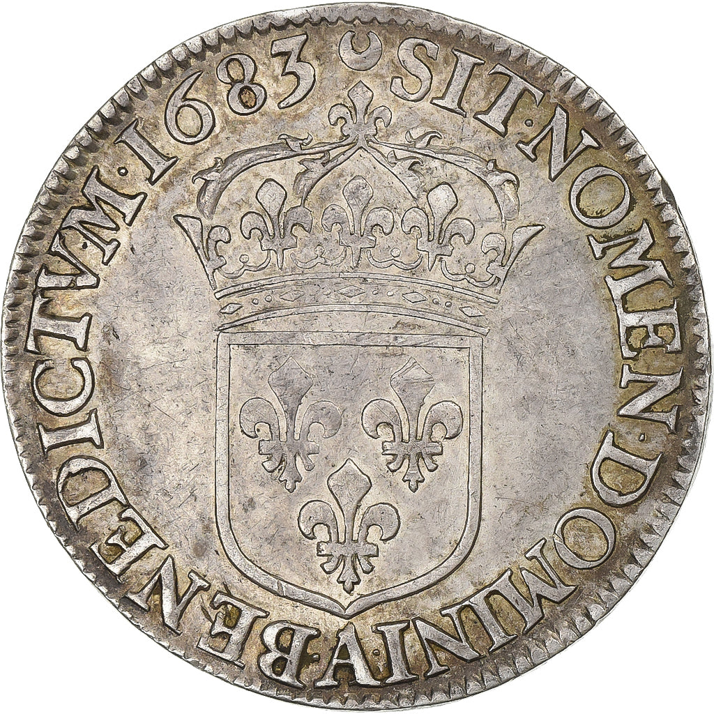 Francia, Louis XIV, 1/2 Écu au Jabot, 1683, Paris, Plata, MBC+, Gadoury:180