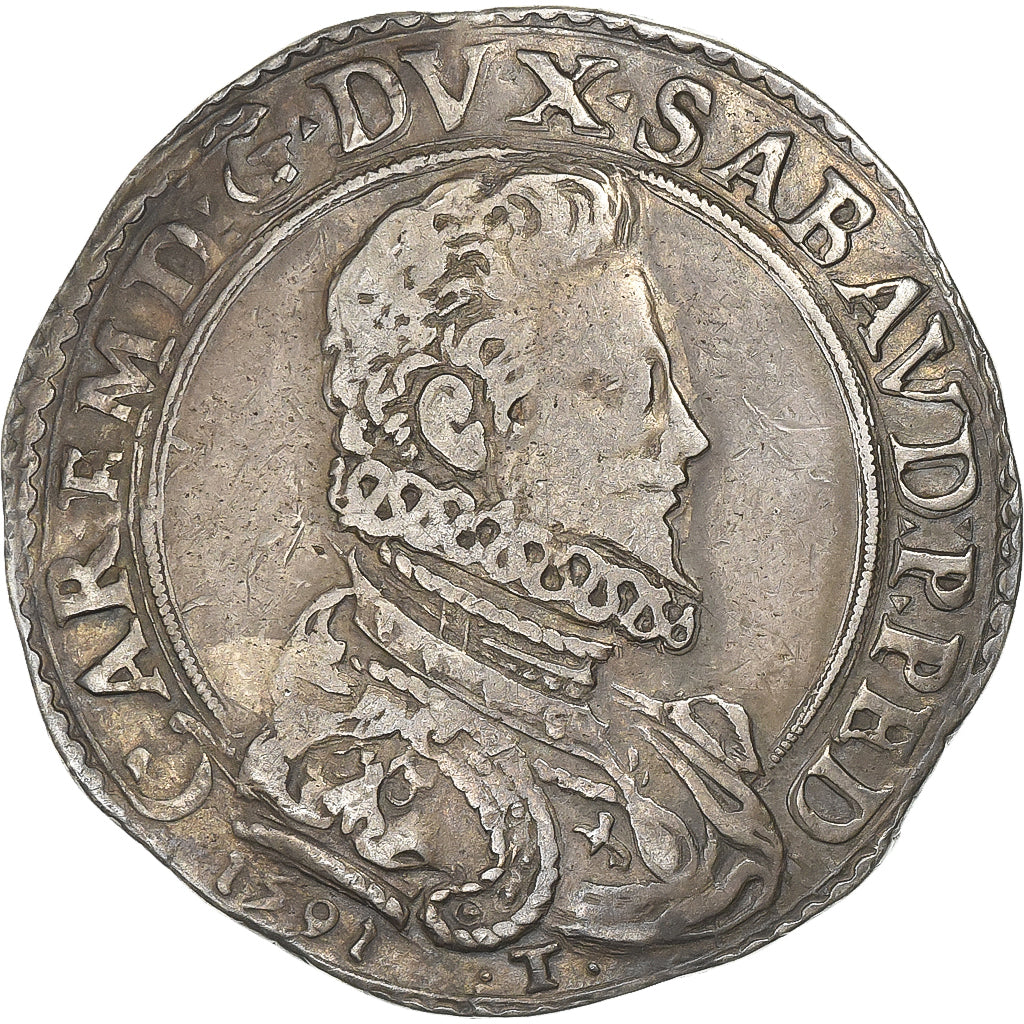 Duchy of Savoy, Carlo Emanuele I, Ducatone, 1591, Torino, Silver, EF(40-45)