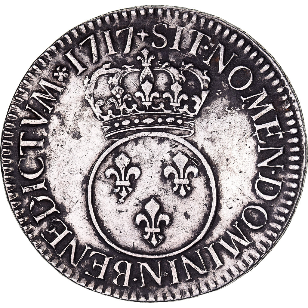 Frankreich, Louis XV, Ecu Vertugadin, 1717, Montpellier, reformed, Silber, SS