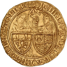 França, Henri VI, Salut d'or, 1423-1449, Rouen, Dourado, AU(50-53)