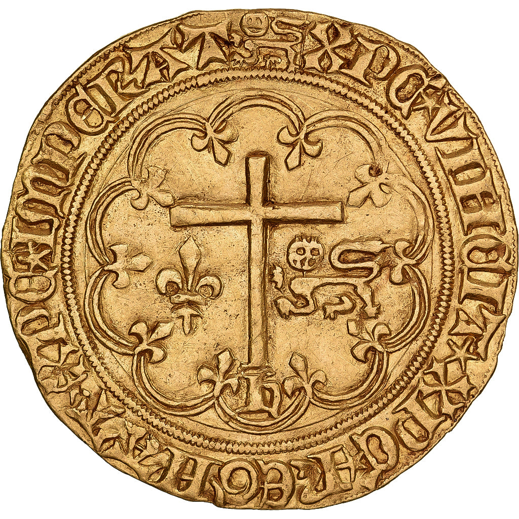 França, Henri VI, Salut d'or, 1423-1449, Rouen, Dourado, AU(50-53)