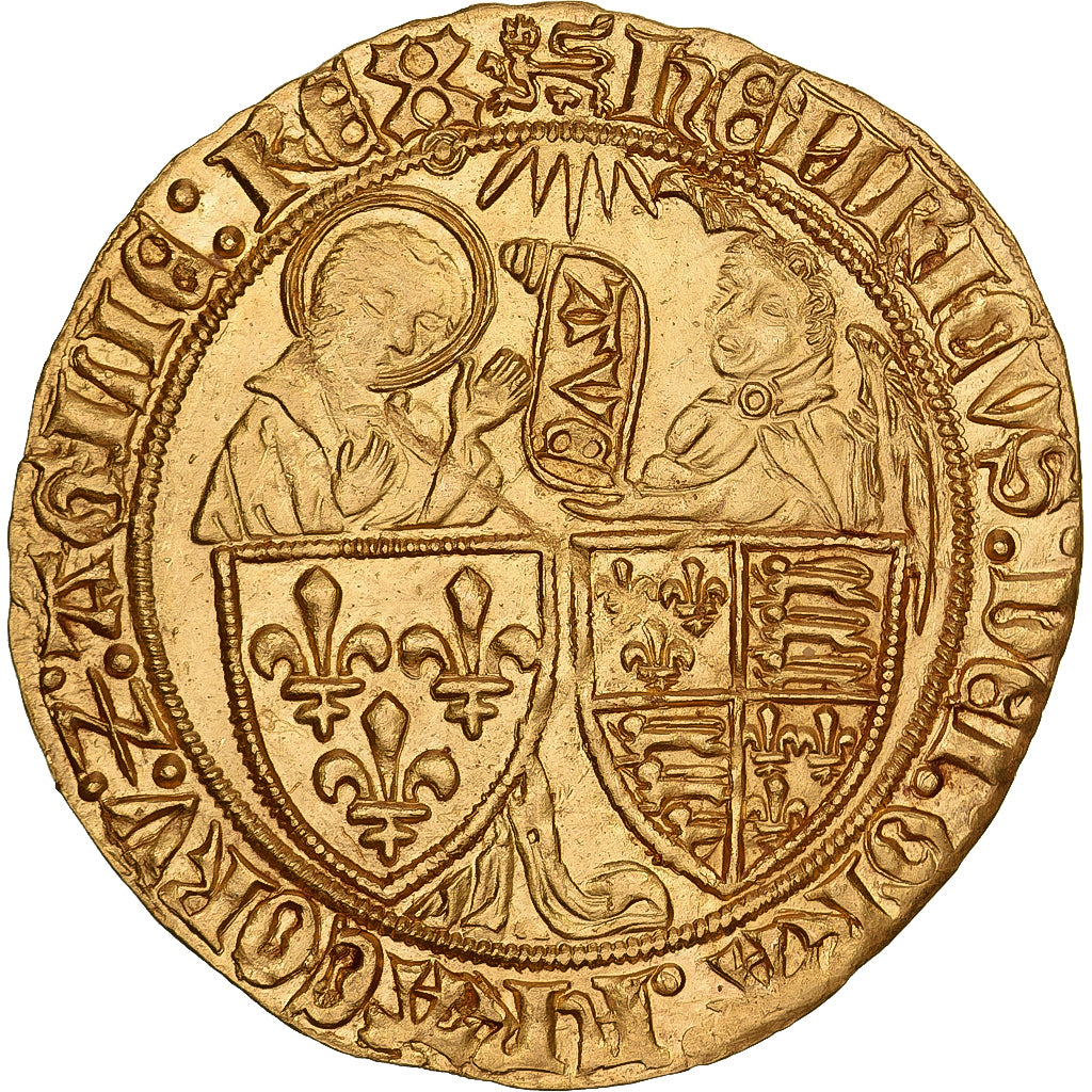 France, Henri VI, Salut d'or, 1423-1449, Rouen, Gold, AU(55-58), Duplessy:443A