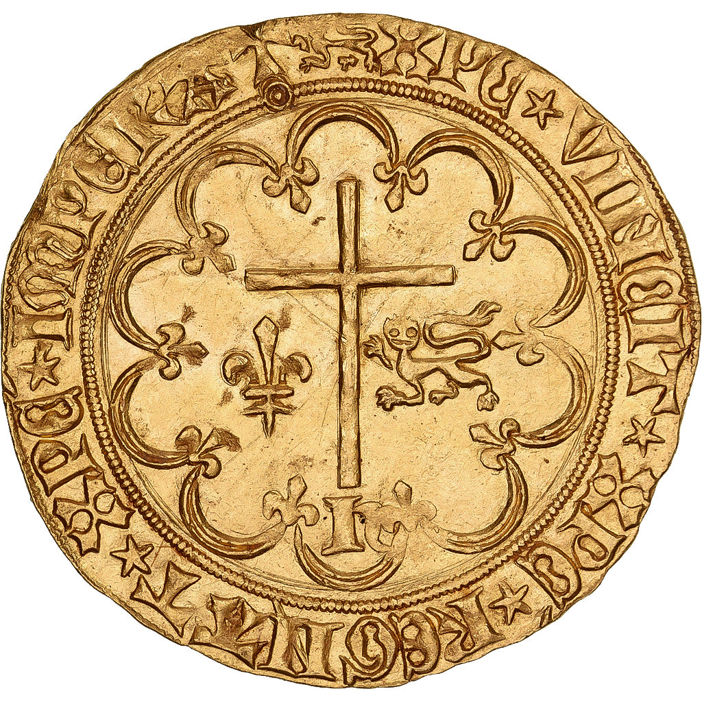 France, Henri VI, Salut d'or, 1423-1449, Rouen, Gold, AU(55-58), Duplessy:443A