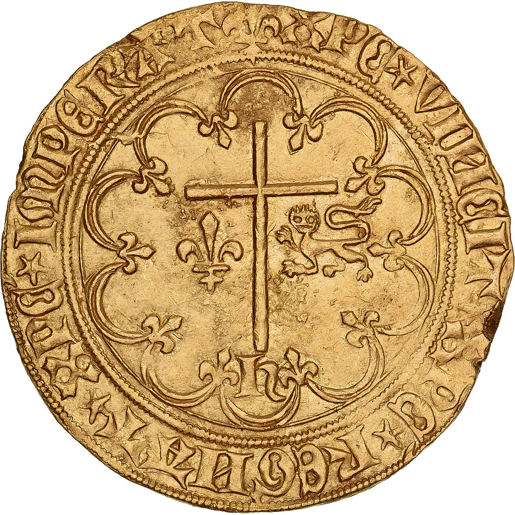 Frankrijk, Henri VI, Salut d'or, 1423-1449, Saint-Lô, Goud, PR, Duplessy:443A