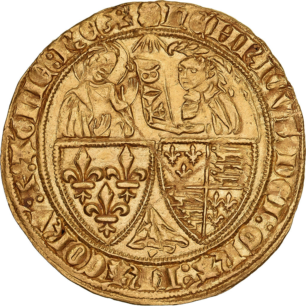 Francia, Henri VI, Salut d'or, 1423-1429, Auxerre, Oro, SPL, Duplessy:443A