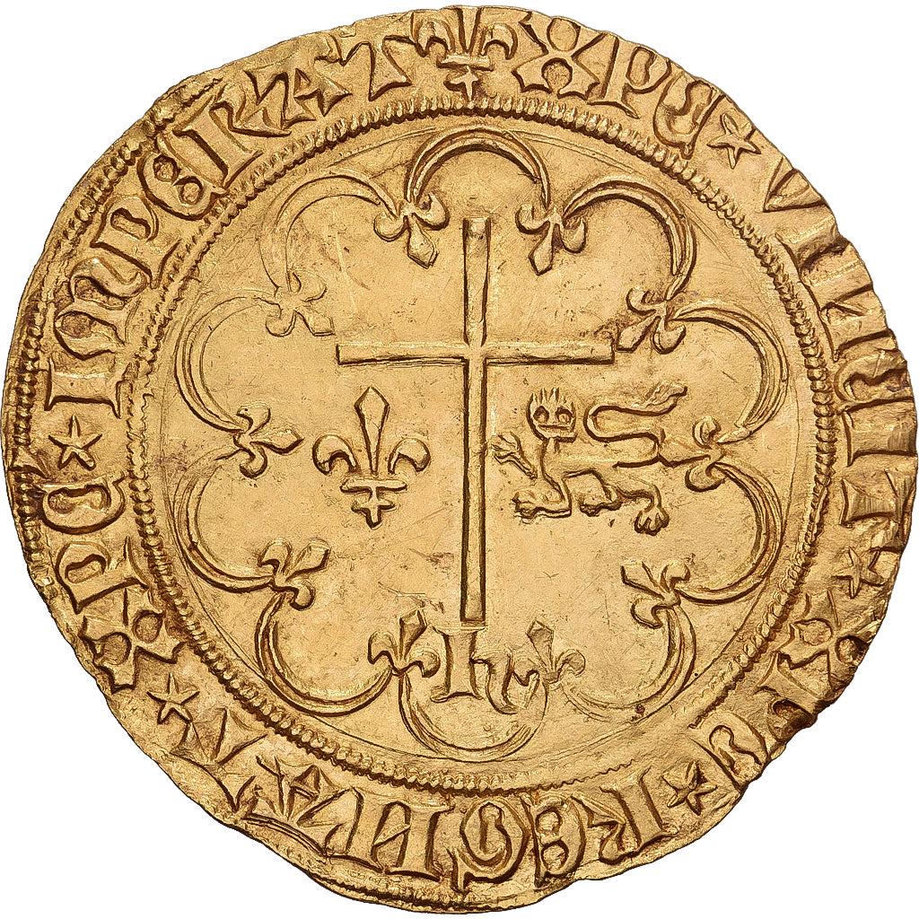 Francia, Henri VI, Salut d'or, 1423-1449, Saint Lô, Oro, MBC+, Duplessy:443A