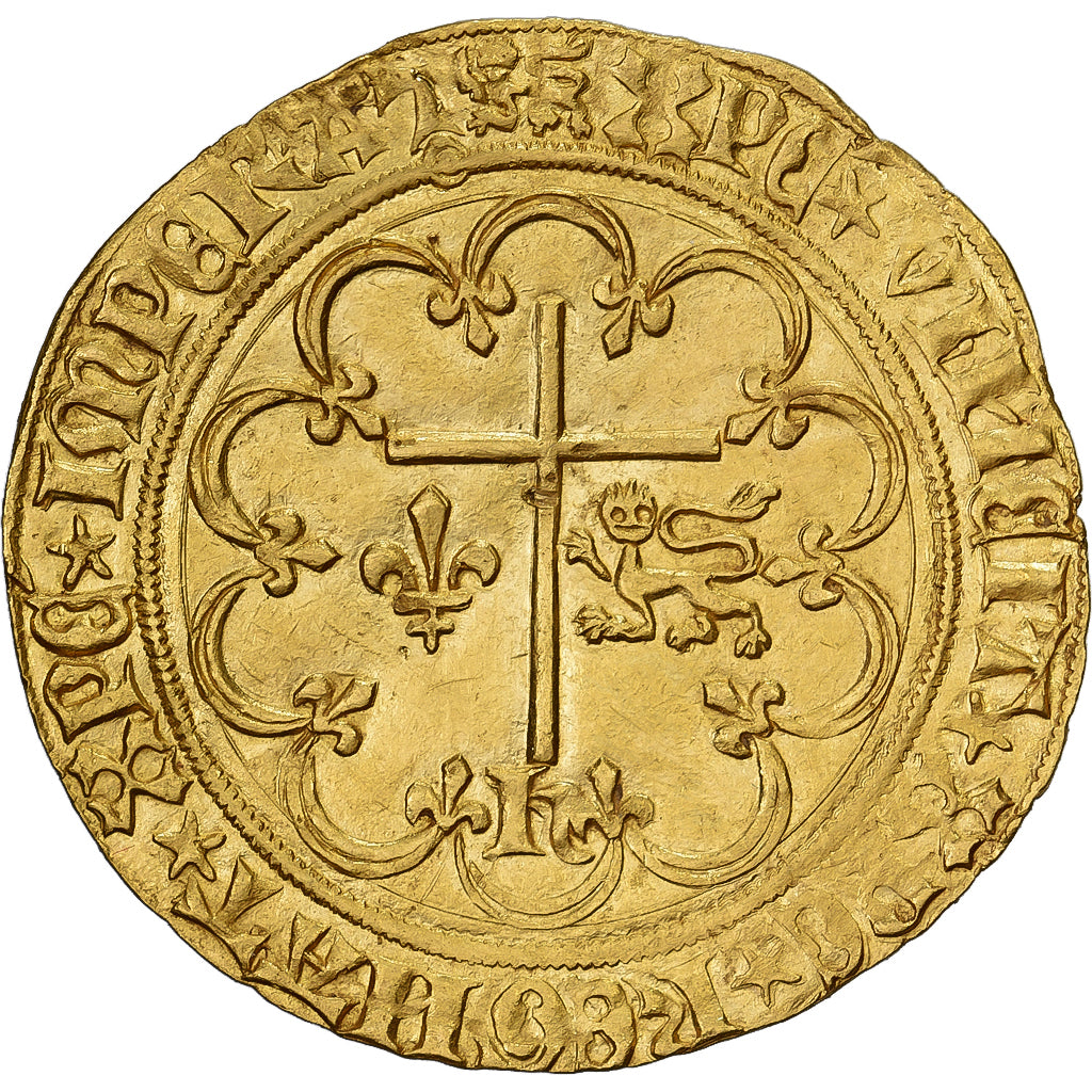 Frankrijk, Henri VI, Salut d'or, 1423-1449, Rouen, Goud, ZF+, Duplessy:443A