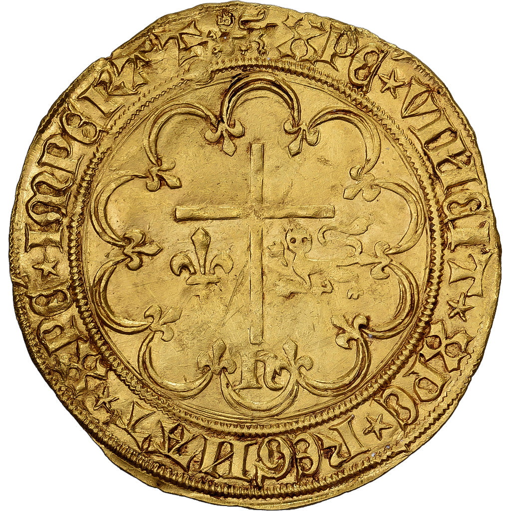 France, Henri VI, Salut d'or, 1423-1449, Rouen, Gold, EF(40-45), Duplessy:443A