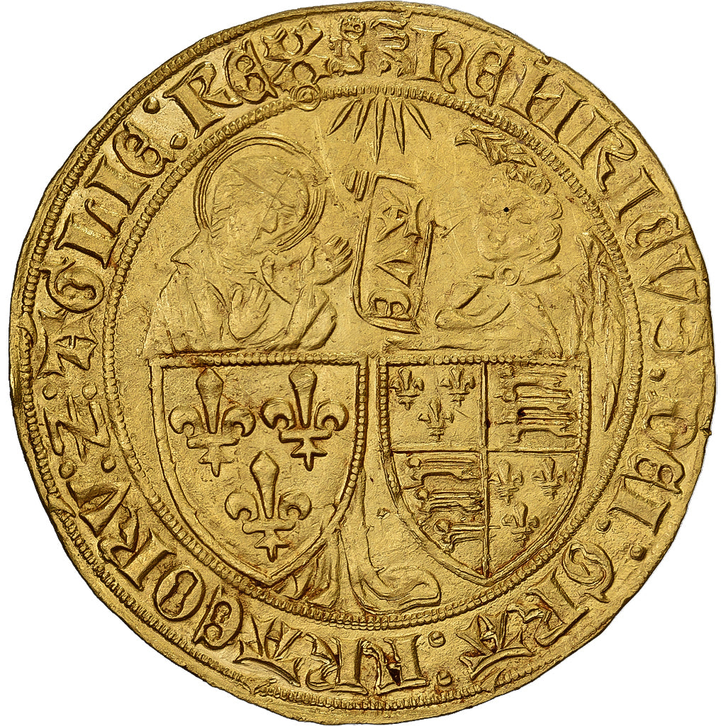 Francja, Henri VI, Salut d'or, 1423-1449, Rouen, Złoto, AU(50-53)