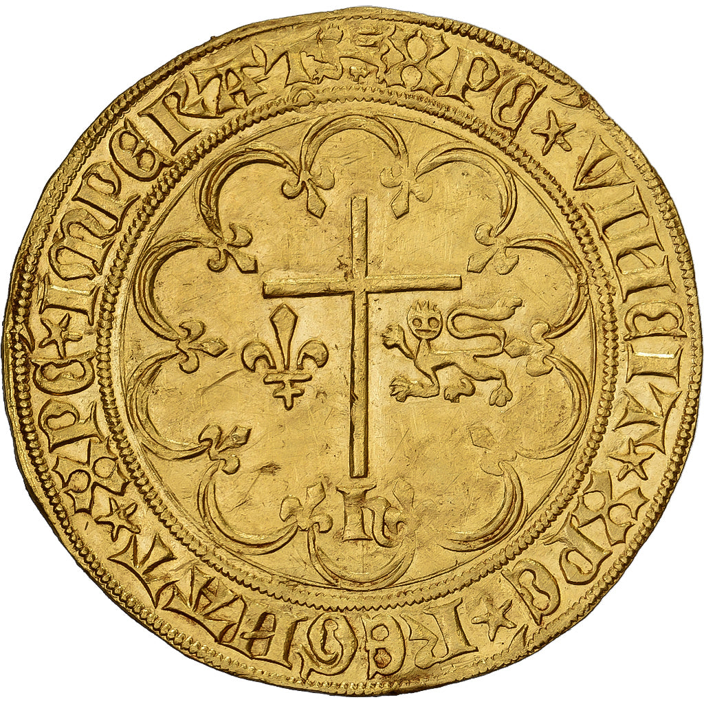 Francja, Henri VI, Salut d'or, 1423-1449, Rouen, Złoto, AU(50-53)