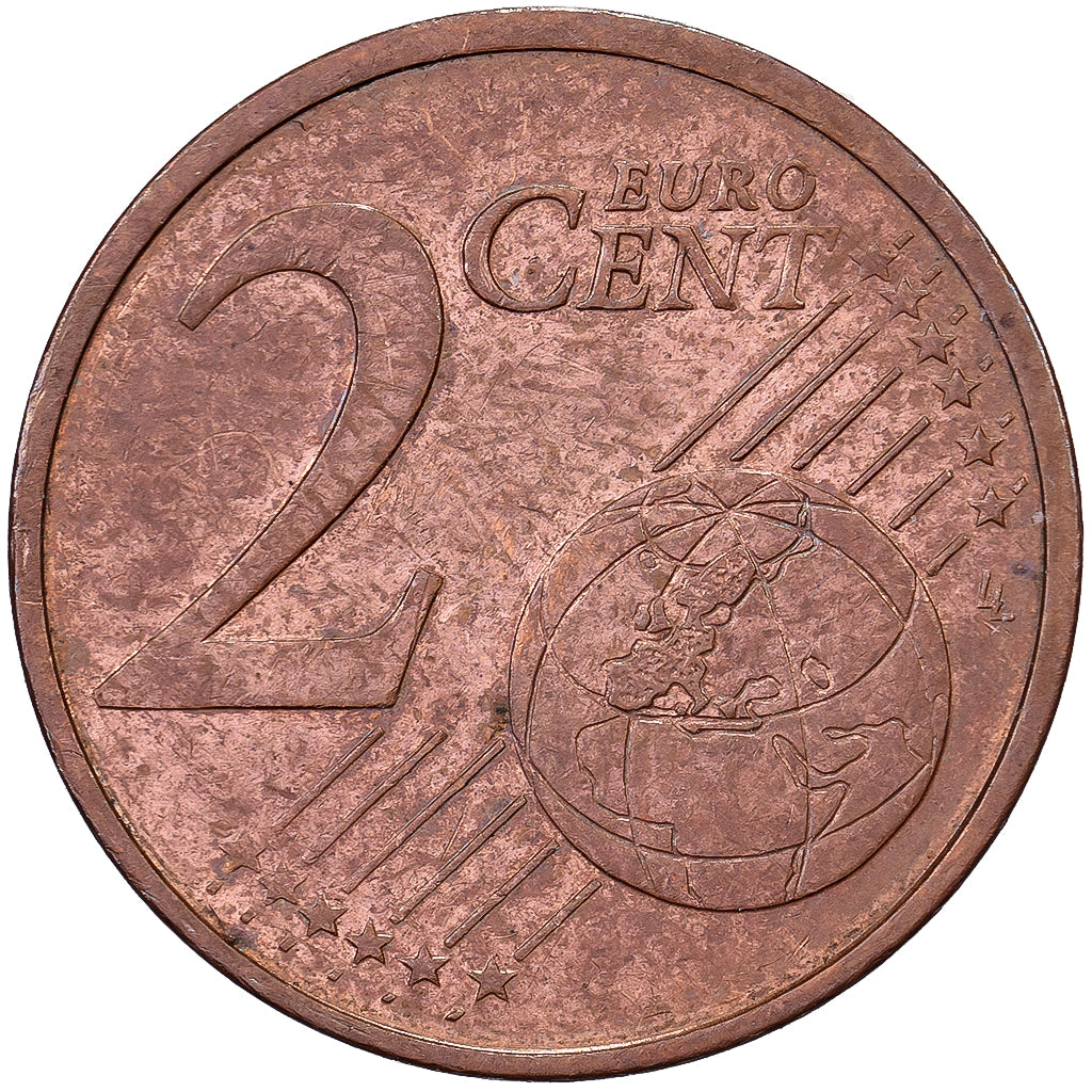 Zone euro, 2 Centimes, error double reverse side, Copper Plated Steel, ZF