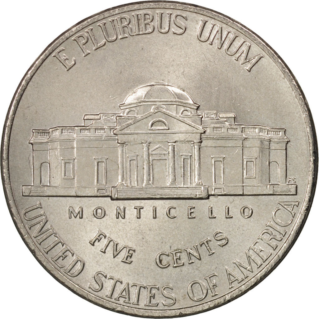 Coin, United States, Jefferson large facing portrait - Enhanced Monticello